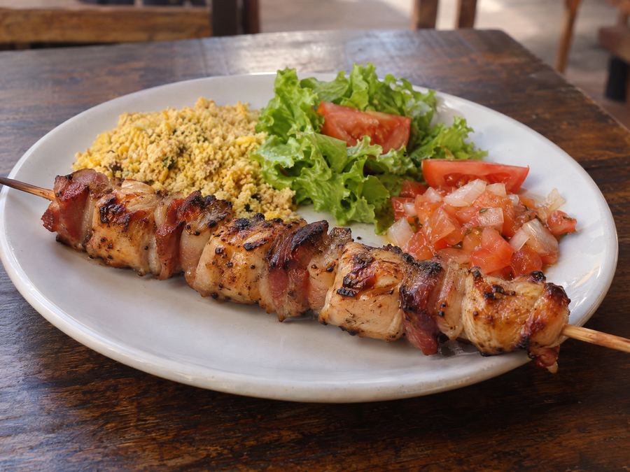 Espetinho Frango com bacon